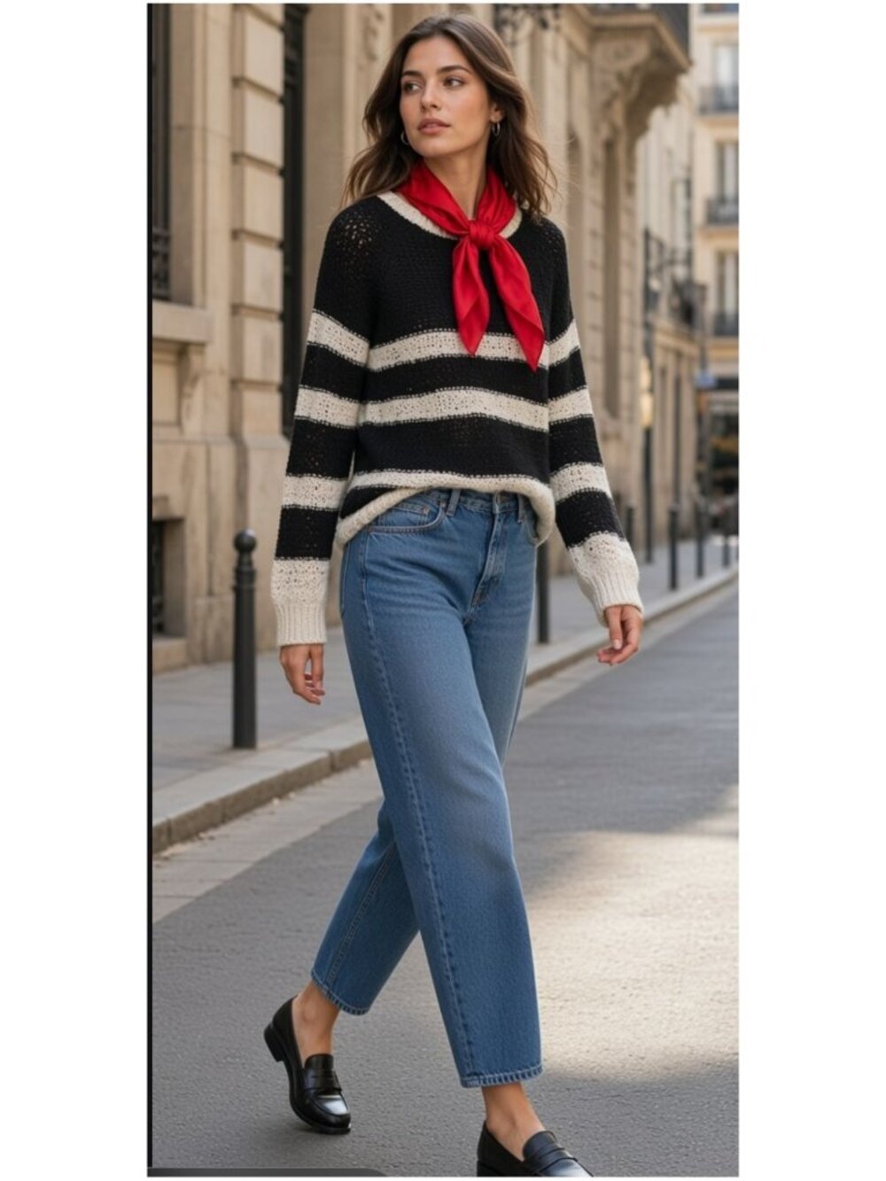 United Colors Of Benetton Black White Textured Striped Open Knit Sweater Wool Bl